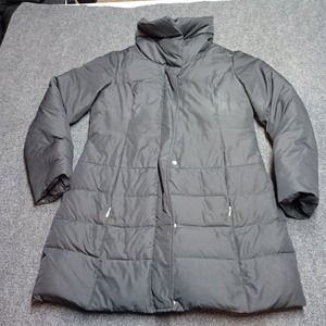 Ellen Tracy Duck Down Jacket Women Medium Long Black Puffer‎ Coat
